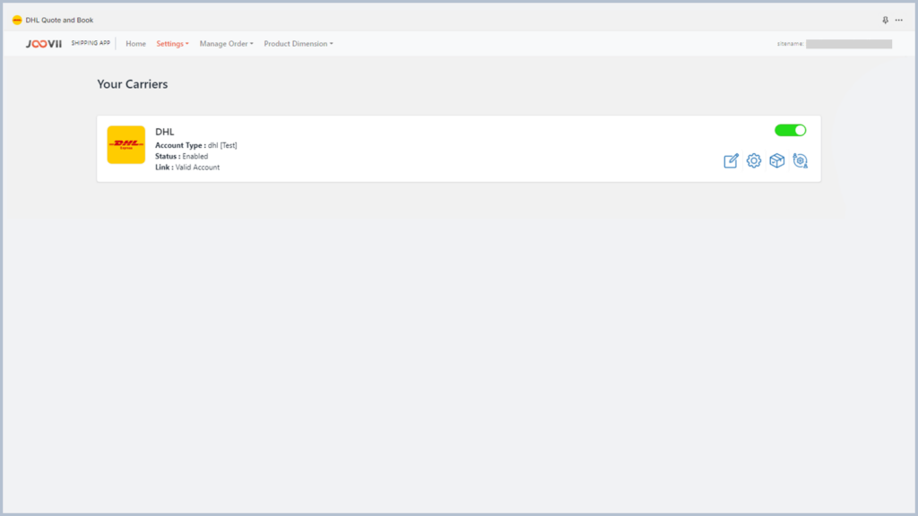 DHL Joovii Shipping App for Shopify Carriers