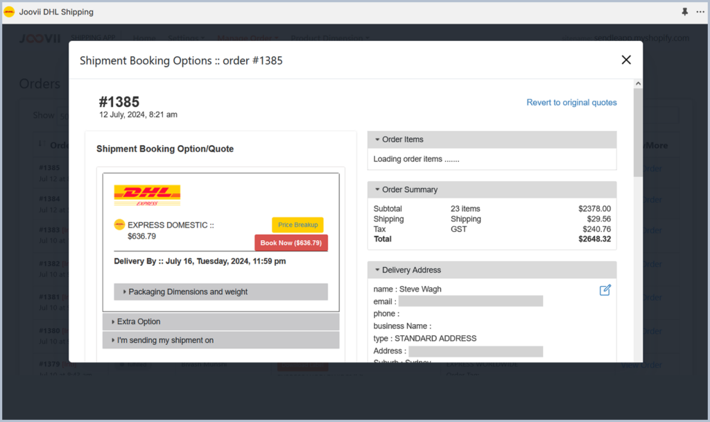 User Instructions DHL & Shopify