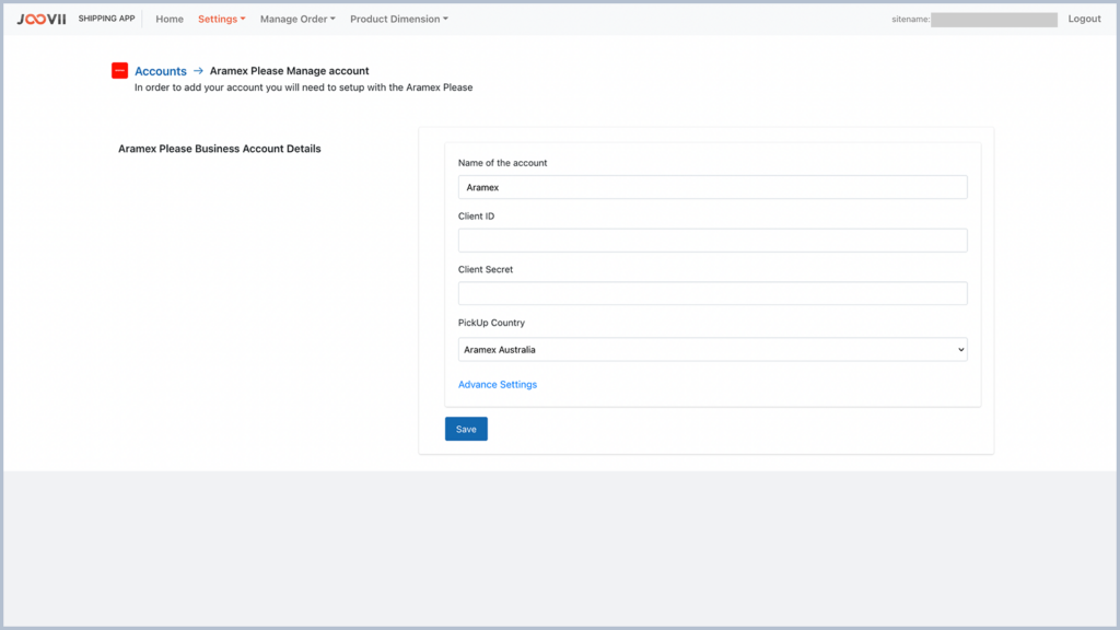 Aramax Manage Account in Joovii App