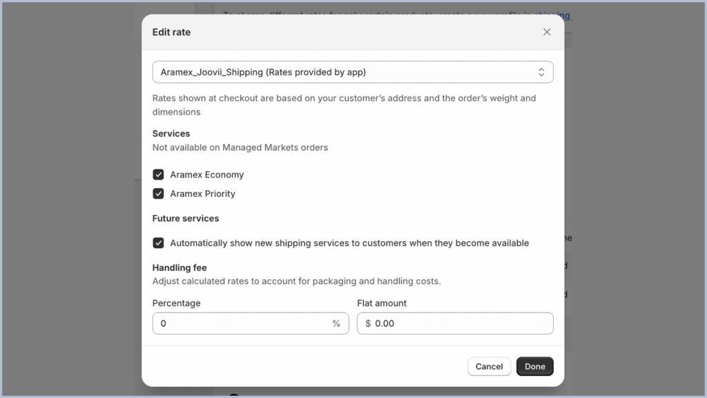 Aramax Joovii Shipping Rates