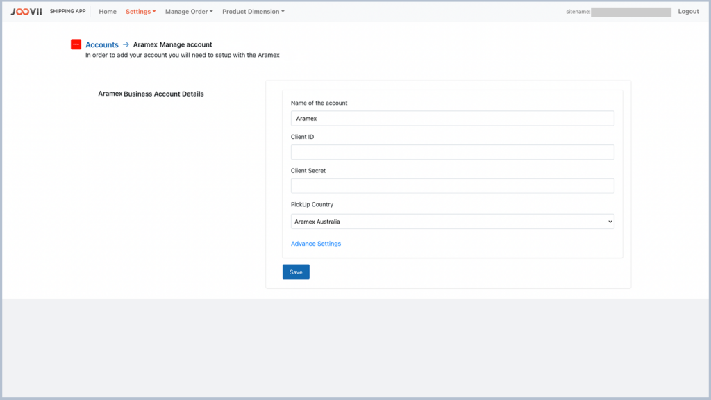 Joovii shipping App Aramax