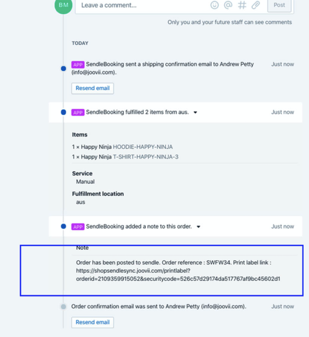 How to print label in shopify sendle app